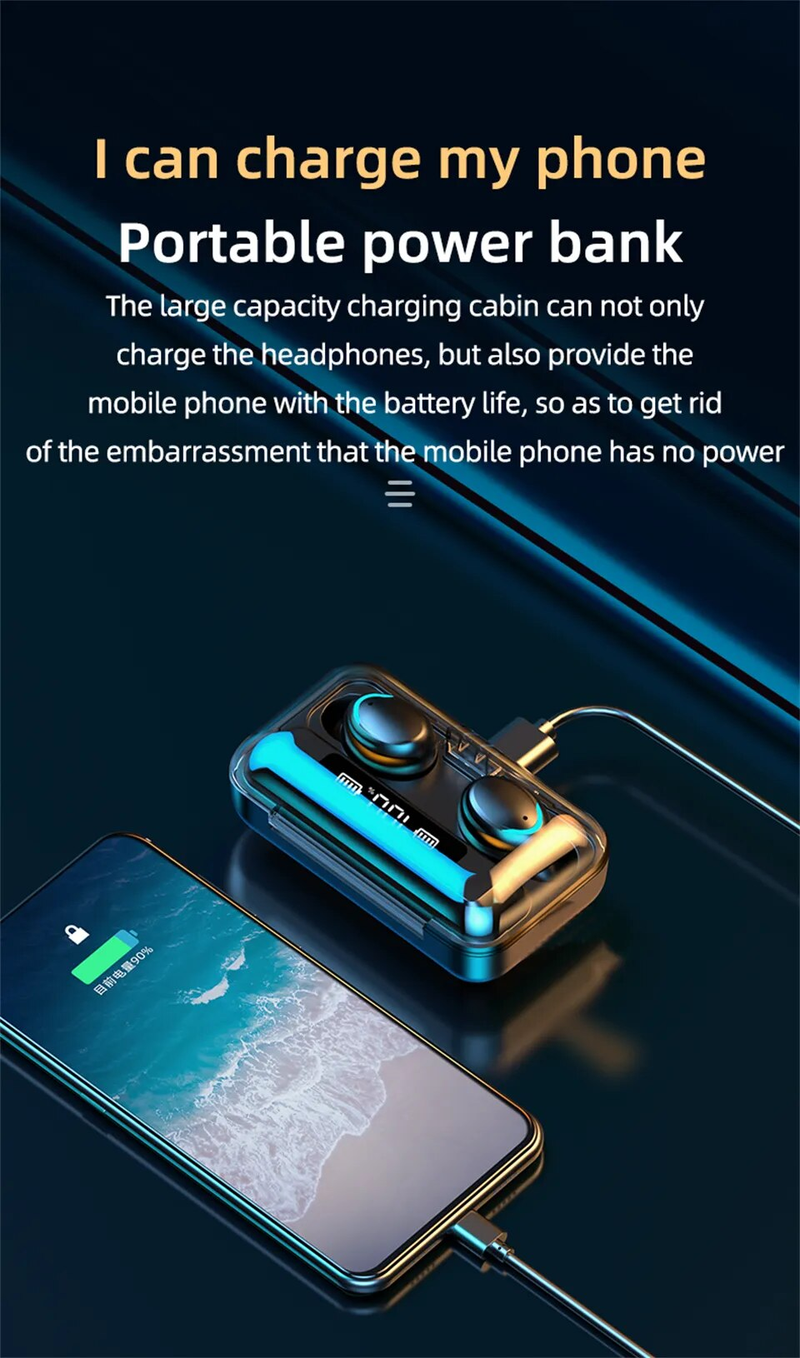 Wireless TWS Bluetooth Earphone With LED Display Touch Noise Canceling Earbuds Sports Music Game Headset Waterproof_voghion.com