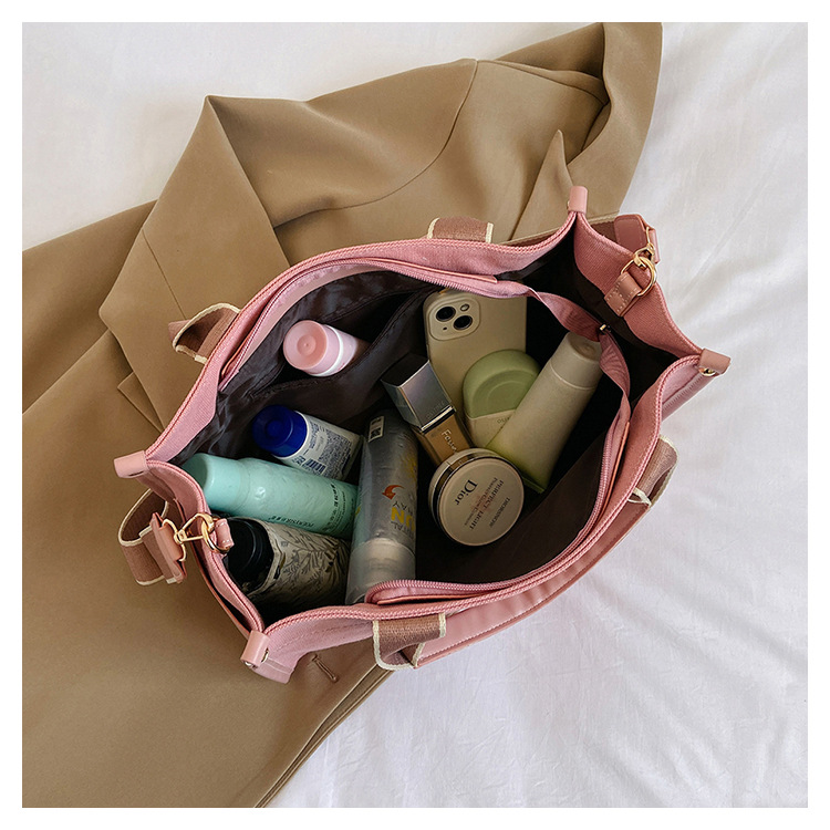 Japan and South Korea Foreign Trade Canvas Bag Women 2023 New Trendy Fashion handbag niche hit color commuting shoulder Messenger bag_voghion.com