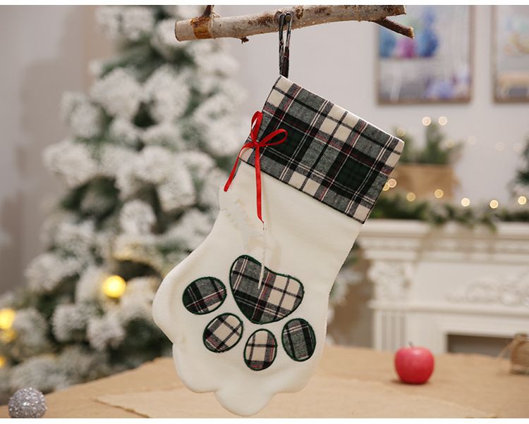 Decorațiuni de Crăciun ciorap de Crăciun cu os de pește, gheare de pisică, ciorap creativ cu bomboane, pungă de cadouri pentru copii_voghion.com