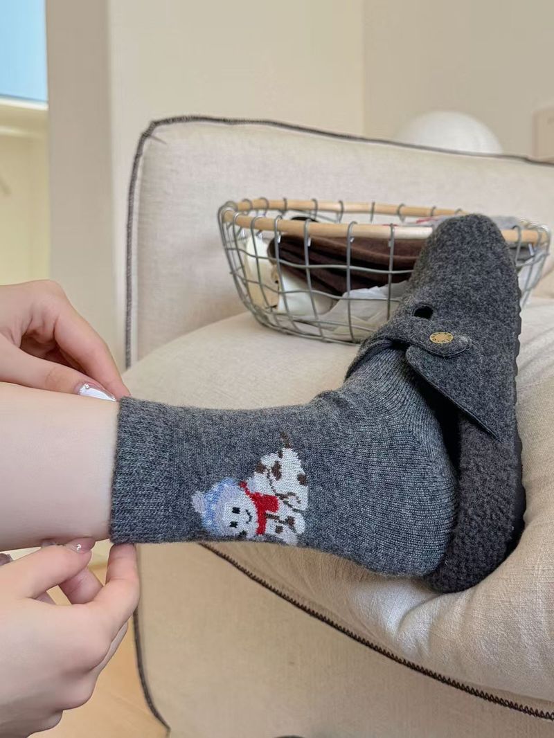 001 Cartoon im japanischen Stil aus Schafwolle, Schlittenwelpe, warm, süß, für Herbst und Winter, verdickt, Wärmespeicherung, lässig bis zur Mitte der Wade_voghion.com