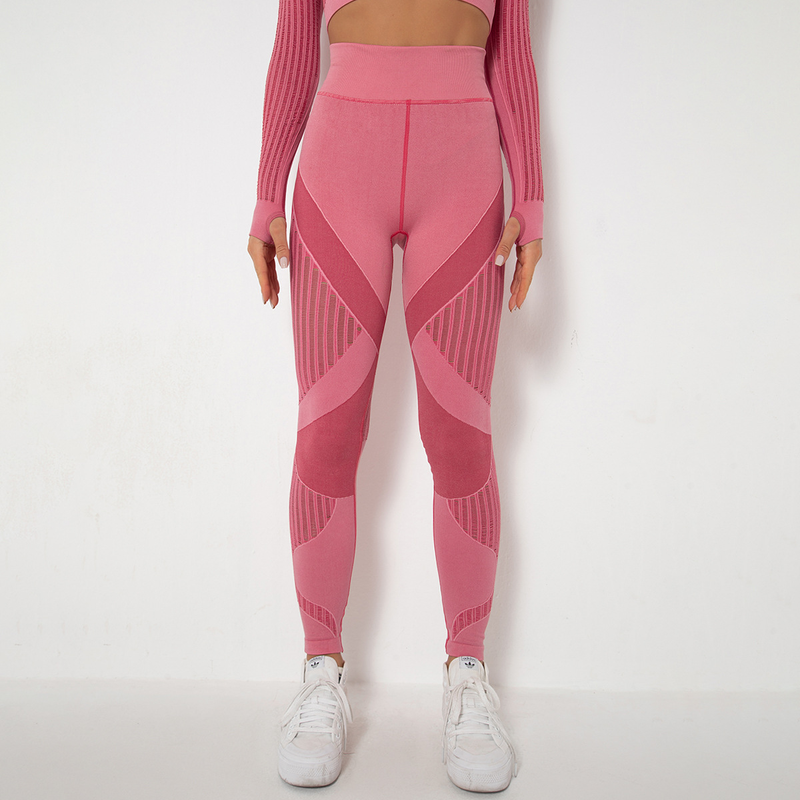 Women's Knitted Quick-drying Hollow Yoga Fitness Pants High Waist Hip Tight Sports Yoga Pants In Stock_voghion.com