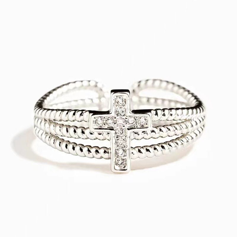Cao Shi Cross Line Mehrschichtiger, personalisierter Ring für Frauen, beliebter Mode-Zirkonstil_voghion.com