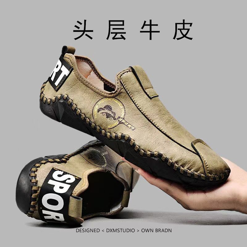 Mocassini da uomo casual in vera pelle, versatili, con suola morbida e antiscivolo, in vera pelle, leggeri e di lusso, di Hong Kong_voghion.com
