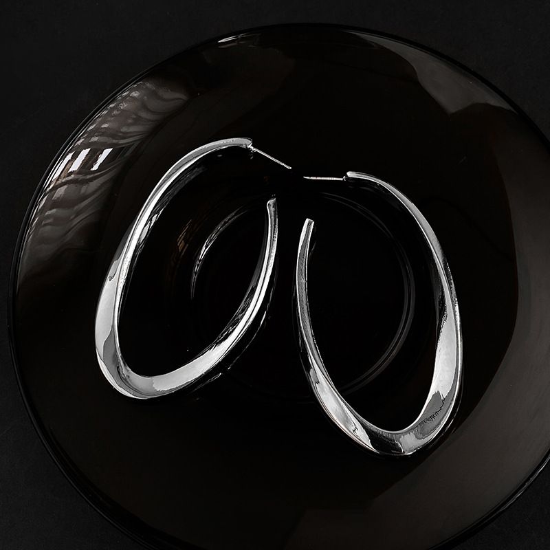 Orecchini a cerchio ovali in stile minimalista Silver Needle, semplici e alla moda, eleganti gioielli per le orecchie di alta qualità_voghion.com