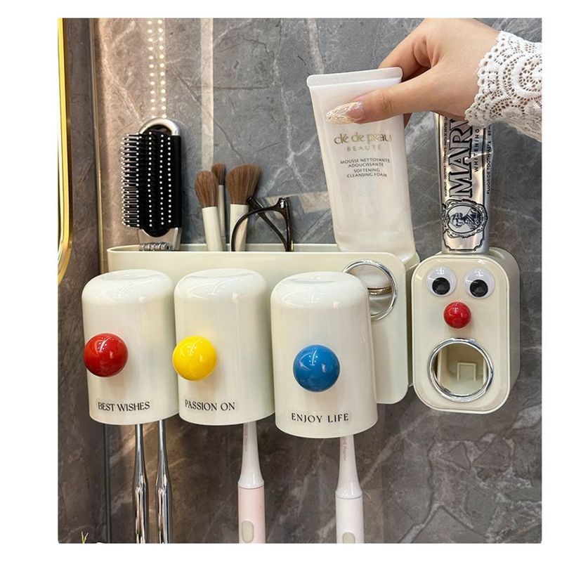 Holder With Toothbrush Cup, Wall-Mounted Bathroom No-Drill Rack, Popular Storage Rack Set_voghion.com