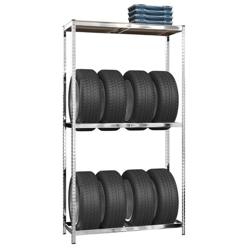 2-Layer Tire Rack Silver 43.3"x15.7"x70.9" Steel_voghion.com