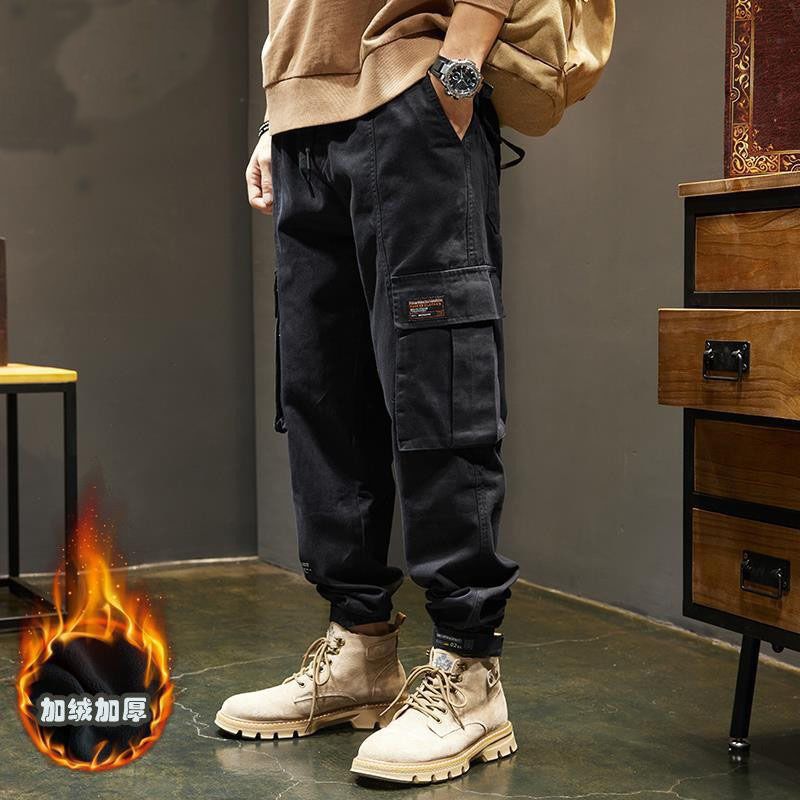 Pantalon cargo ample et décontracté pour homme, grande taille, avec velcro, style américain, idéal pour la randonnée, l'automne et l'hiver_voghion.com