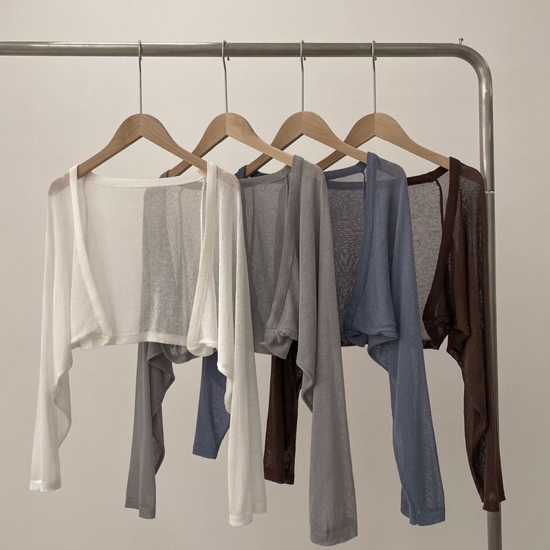hot selling Women's Summer Korean Version Casual Fashion Gentle Versatile Knitted Long Sleeves Sun Protection Cardigan Tops_voghion.com