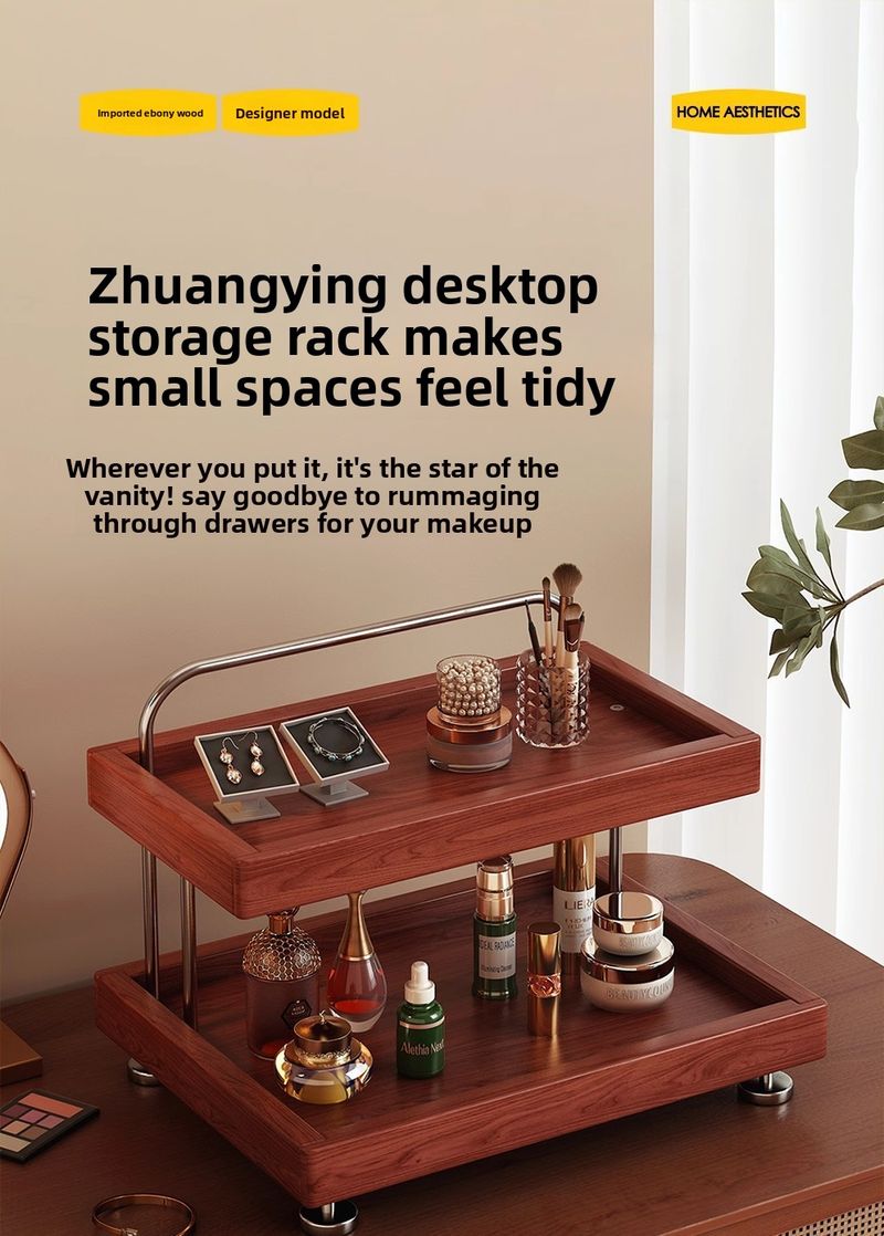 Solid Wood Dektop Dreing Table Skincare Organizer Multi-layer Liptick Perfume Cometic Storage Rack With_voghion.com