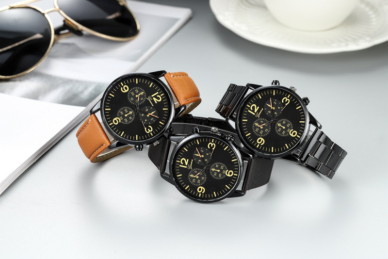 New Classic and Simple Quartz Fashion Three Eyes Bar Pin Graduated Commuter Men's Watch_voghion.com