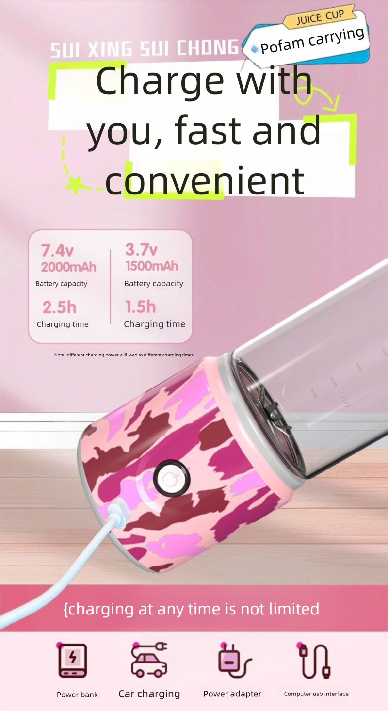 Portable Multifunctional Mini Electric Juicer For Students, Small Rechargeable Household Juice Maker_voghion.com