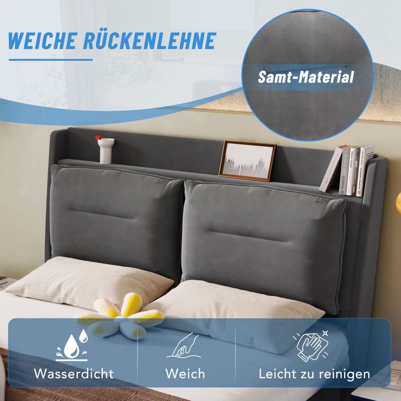 Lampada da parete con luce a LED, 140*200, Lampada idraulica, Lampada da parete 2 in 1 sulla superficie, Lattenrost, Samt, Dunkelgrau_voghion.com