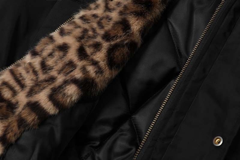 Parka con cappuccio spesso stampato da uomo, parka con cappuccio spesso stampato leopardato da uomo con finiture in pelliccia sintetica, cappotto invernale per un calore casual_voghion.com