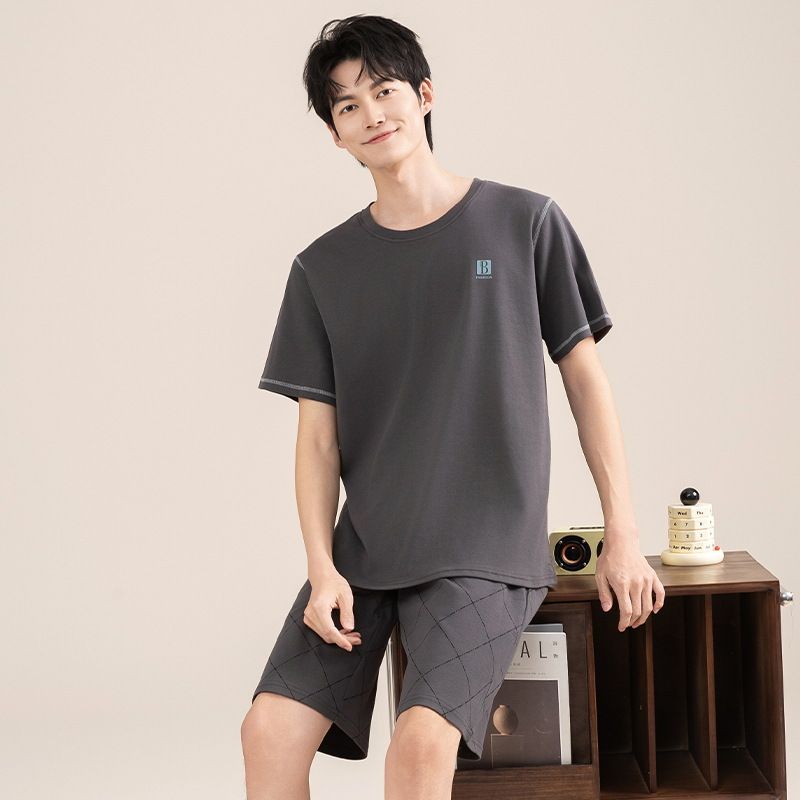 Nieuwe katoenen pyjama's voor heren in de zomer van 2025 | Set met shorts met korte mouwen | Dun, casual en geschikt voor buiten - L_voghion.com