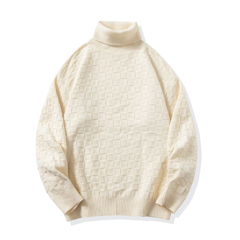 Men's Autumn/Winter New Collection Unisex Solid Color Waffle Couple Trendy Knitted Sweater_voghion.com