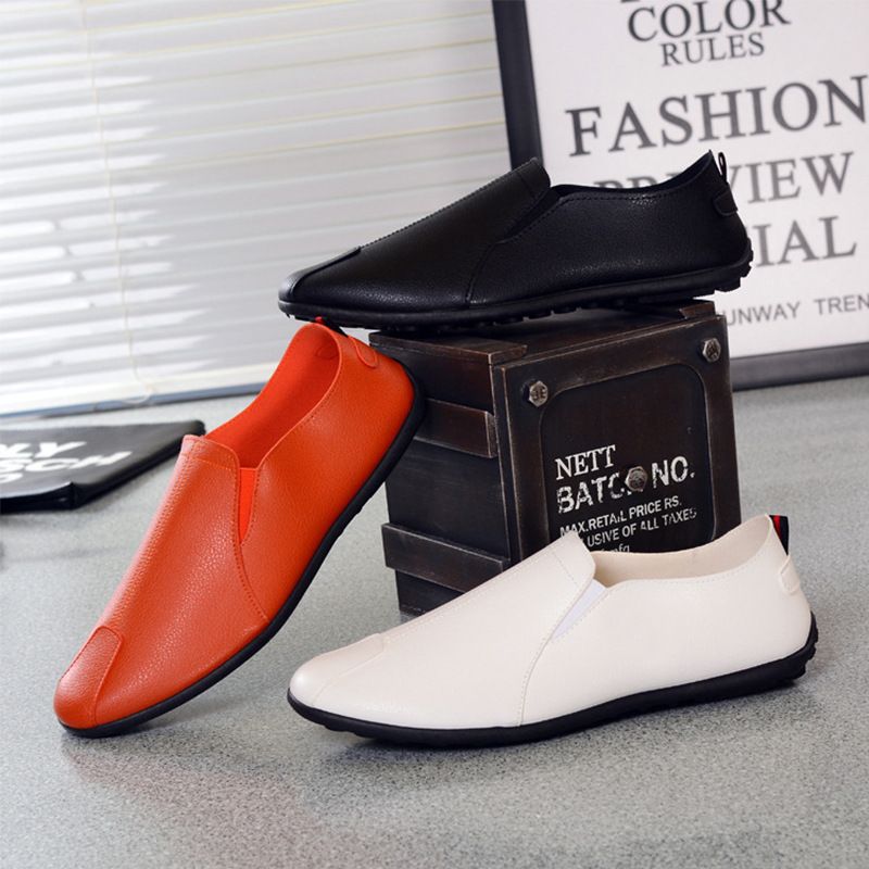 Unbeatable Quality New Spring/Summer PU Fashionable And Trendy Casual Soft Sole Bean Lazy Kick On Men's Shoes_voghion.com