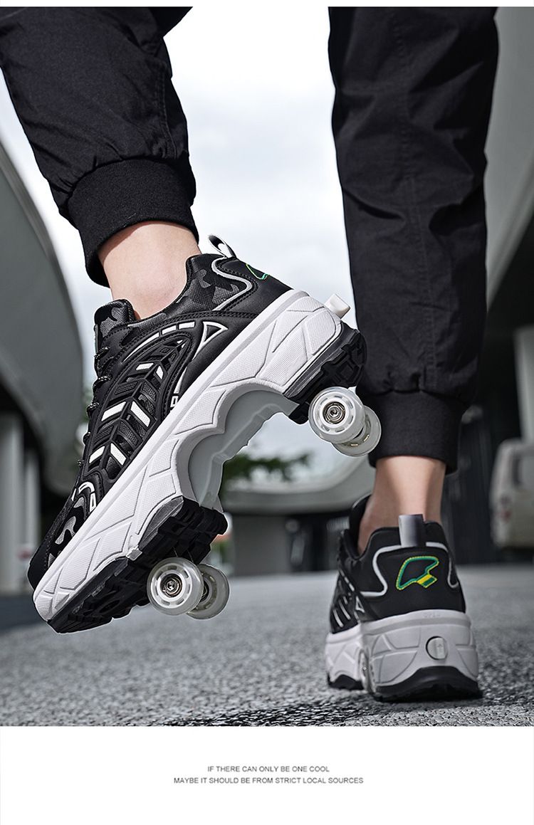 Kinderkleidung Neue vierrädrige Rollschuhe mit Bremse für Erwachsene, Laufschuhe, Studenten, deformierte Schuhe, Rollschuhe für Jungen, Rollenschuhe für Mädchen_voghion.com