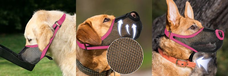 Hundemaske, Anti-Kauen, Anti-Bellen, Anti-Beißen, atmungsaktives Netzgewebe, spezielle Anti-Lecken-Mundabdeckung_voghion.com