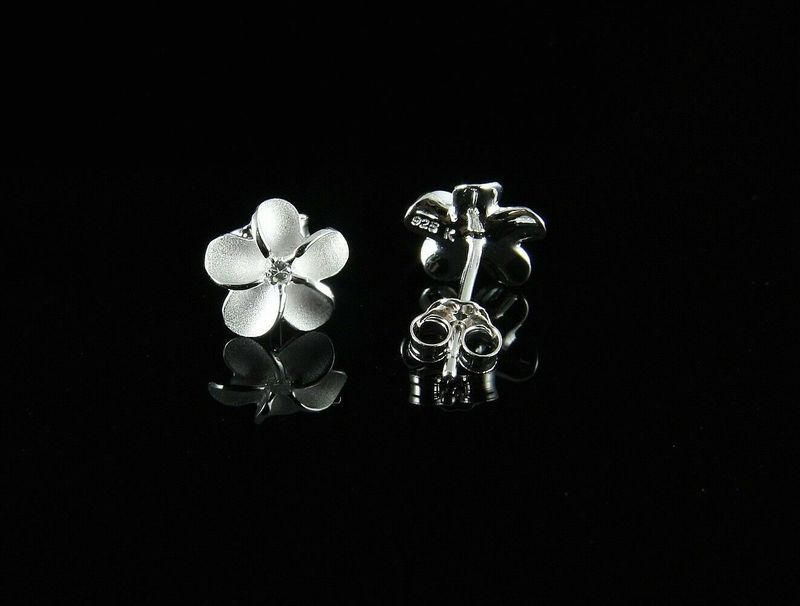 STERLING SILVER 925 HAWAIIAN PLUMERIA FLOWER STUD POST EARRINGS 10MM Gift Box_voghion.com
