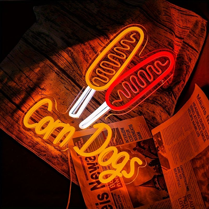 Corn Dog Neonlicht, LED-Neonschild, Wanddekoration für Küche, Bar, Spielzimmer, Restaurant, Geschäft, USB-betriebenes Geschenk für Kinder und Freunde_voghion.com