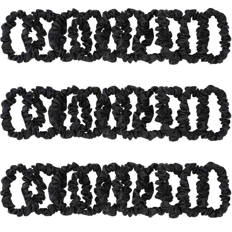 Hög Stretchig Svart Tunntarm Scrunchie Icke-förstörande Satin Hästsvans Hårknyte Flickigt Hjärta Gris Kolon Huvudbonad_voghion.com