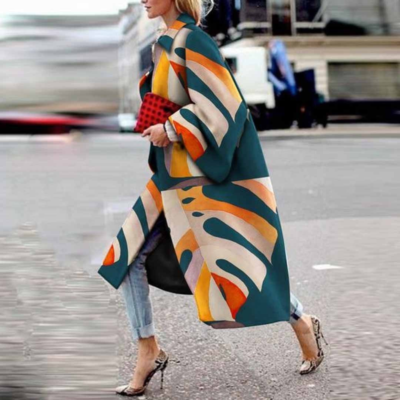 Damen-Jacke mit langen Glockenärmeln, bedruckt, lockere Windjacke für Damen_voghion.com