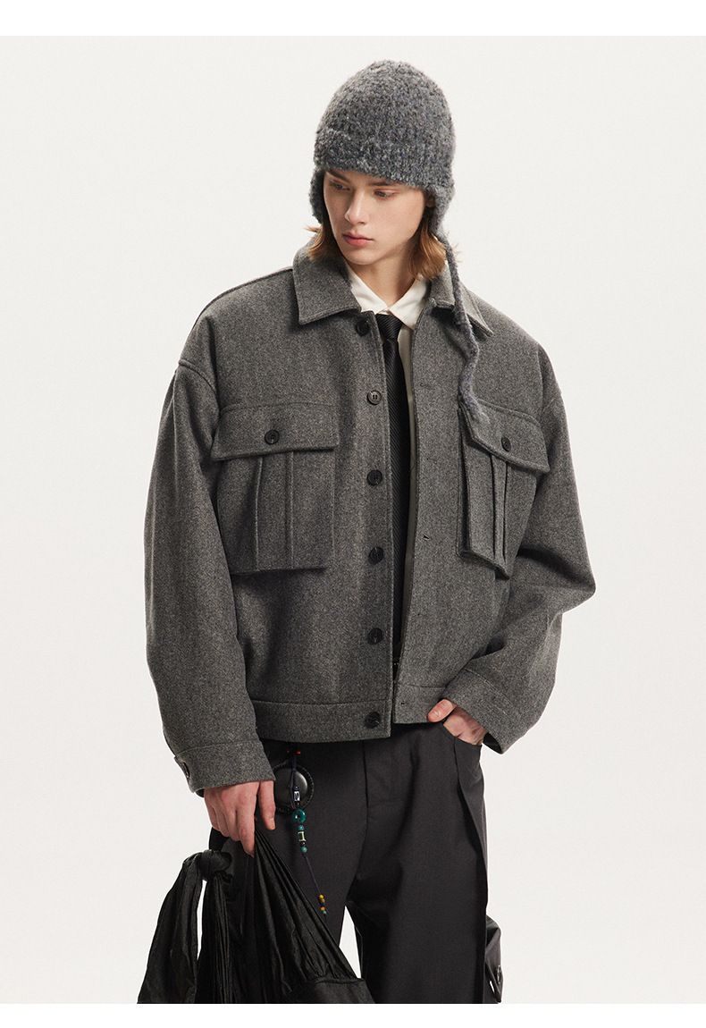 Men's Clothing Loose Shirt Style Jacket Men's Winter Wool Blend Overshirt Jacket - Warm Loose Fit Coat With Stylish Layering For Casual & Commuting_voghion.com