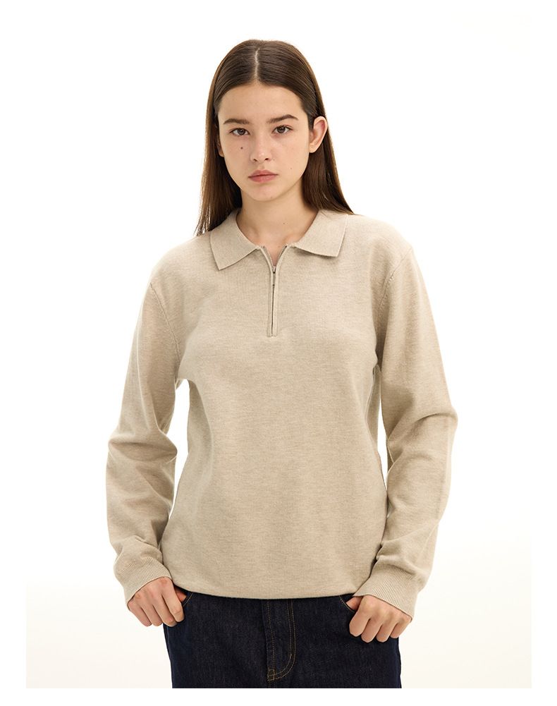 Unisex-Herrenpullover aus weichem Strick mit halbem Reißverschluss am Kragen für lässige Winterkleidung (Schwarz, Weiß, Dunkelgrau, Beige mit Blumenmuster) | S/M/L/XL_voghion.com