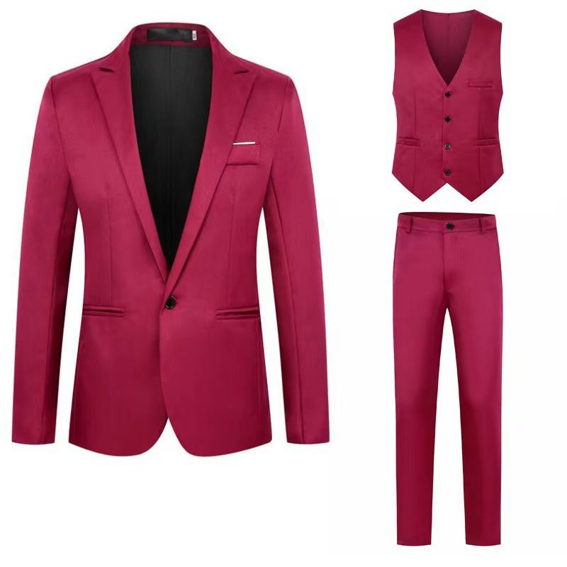 Men's suit, pants, vest, three piece Korean version, business casual suit set, men's_voghion.com