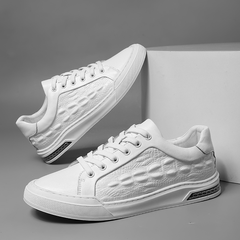 Crocodile European Station Herrskor Nytt läder Svart Casual Board Skor Mångsidigt mode herrskor_voghion.com