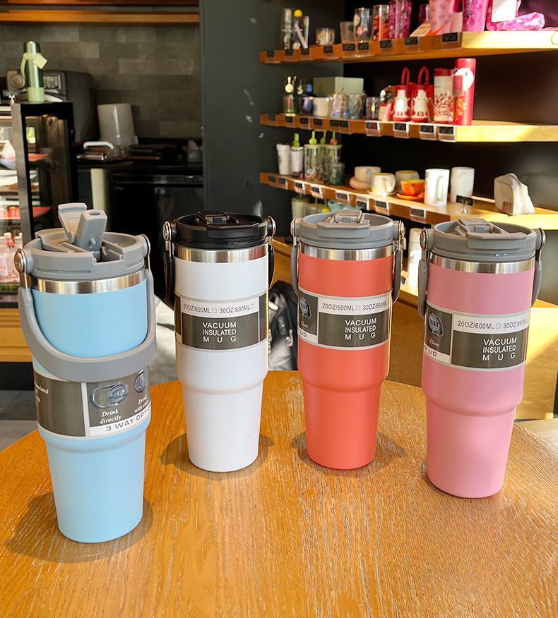 Ice Tyrant Insulated Car New Large Capacity Portable Stainless Steel 304 Double-layer Cold Cup With Straw_voghion.com