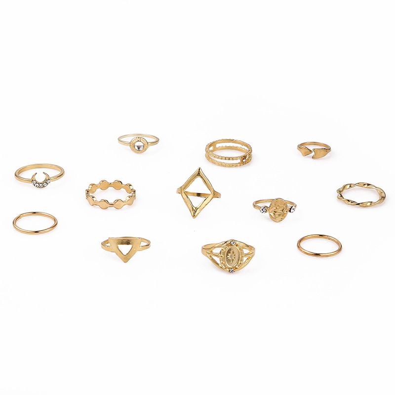 New Personalized Small Round Illuminated Crescent Micro Inlaid Arrow Diamond Triangle Joint 12 Piece Set_voghion.com