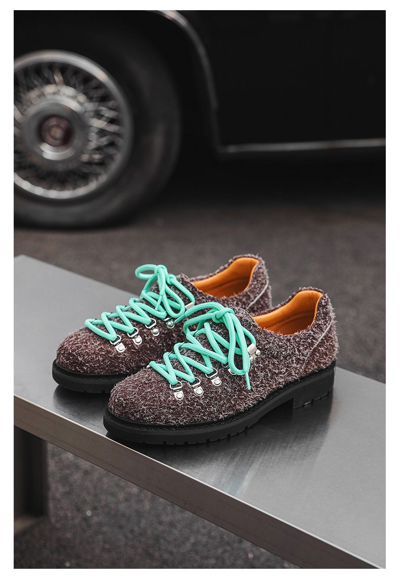 Men's Casual Streetwear Derby Shoes With Thick Sole & Color Blocking Design - Comfortable For Business & Outdoor Wear_voghion.com
