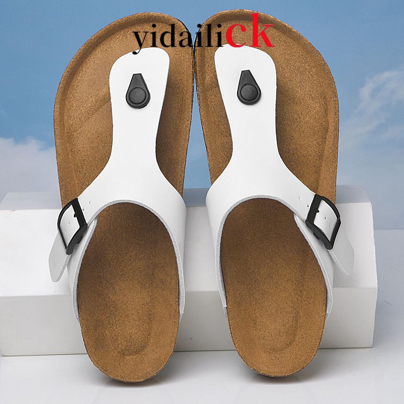 Unschlagbare Qualität Neue Leder-Flip-Flops, Modische Hausschuhe mit Korksohle, Freizeitschuhe mit Schnalle, Trendy für die Straße, Hausschuhe_voghion.com
