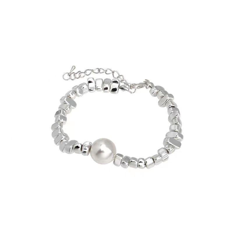 Designer Fashion Personality Heavy Craft Silver Fragment Pearl Bracelet For Women Niche Ins Versatile Trendy Jewelry New_voghion.com