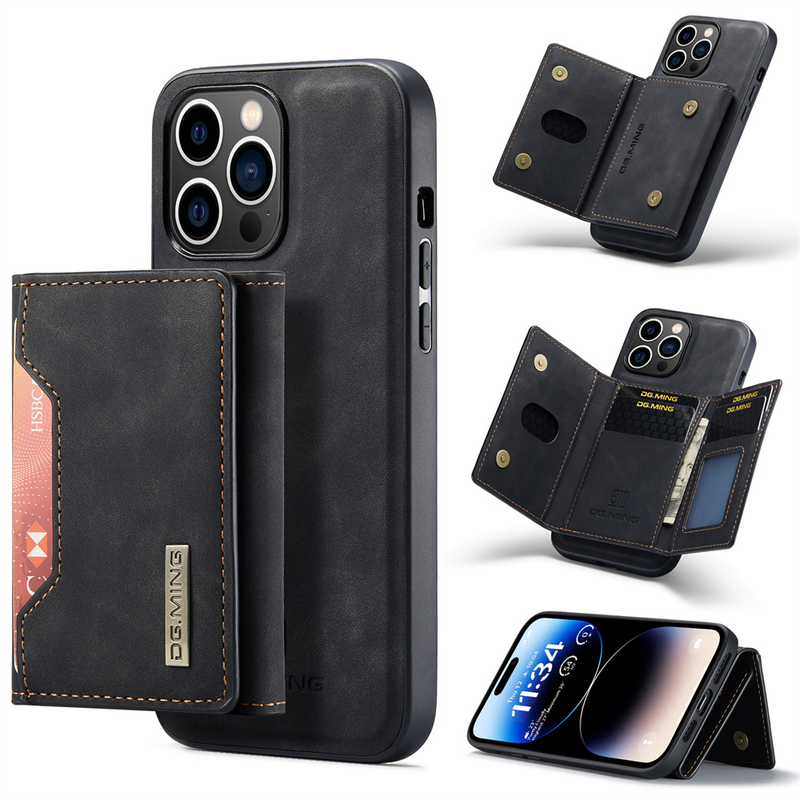 2 vienā futrālis iPhone 15 14 13 12 11 Pro Max Plus XS Max XR 8 7 Plus SE 2022 maka magnētiskā ādas karšu turētāja kabata_voghion.com