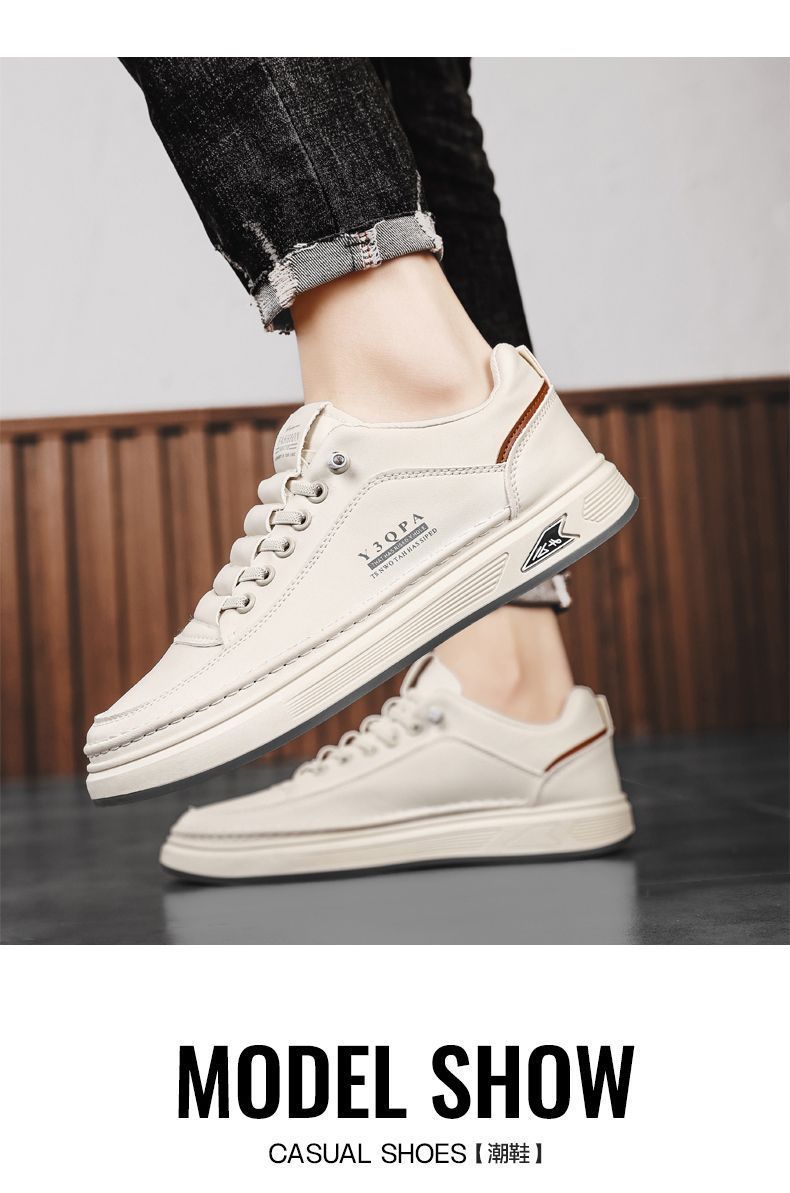 2025 Herfst Nieuwe Ademende Witte Heren Veelzijdige Sneakers met Dikke Zolen Casual Board Trendy Schoenen_voghion.com