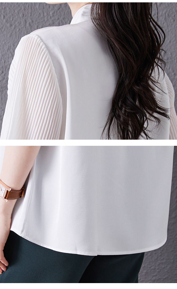 Nuova camicia con fiocco bianca alla moda da donna all'interno della camicia_voghion.com