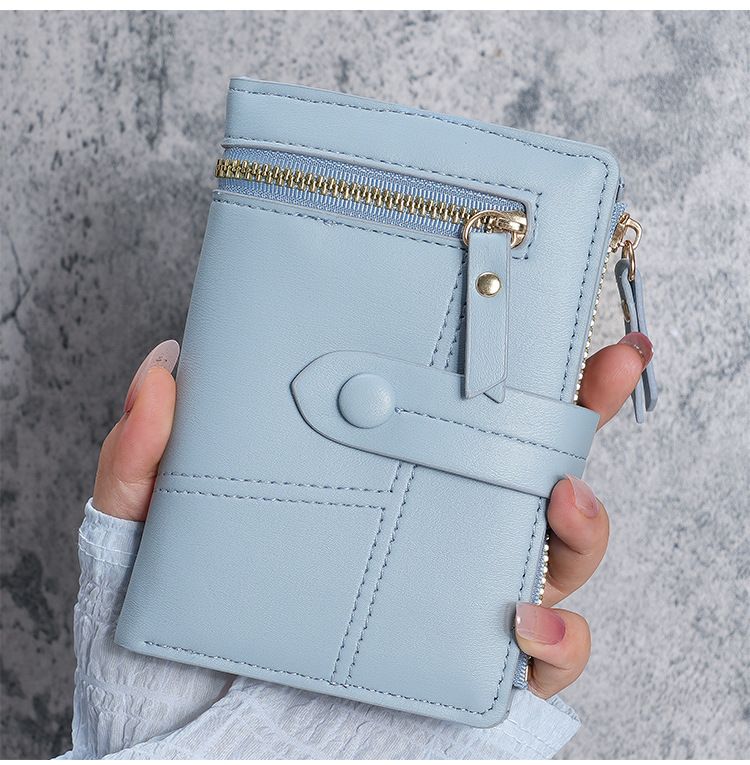Neu Damen Geldbörse PU Leder Kurzen Reißverschluss Geldbörse Drei-Fach Brieftasche_voghion.com