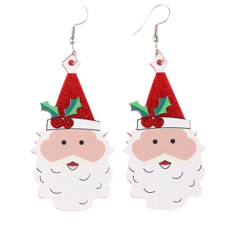 Cartoon Series Acrylic Snowman Cup Flower Personalized Wine Bottle Earrings Jewelry For Women_voghion.com