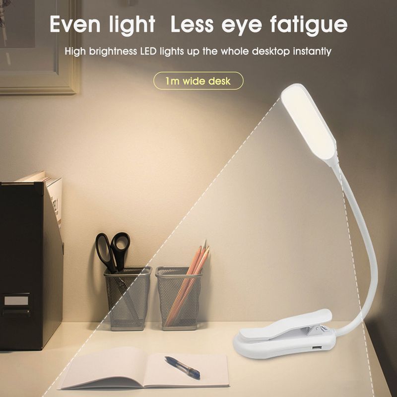 Wiederaufladbare Buchleuchte, Mini-Leselampe mit 7 LEDs, 3-stufig, Warm-/Kaltweiß, flexibel, einfach anklemmbar, Leselampe für die Nacht im Bett_voghion.com