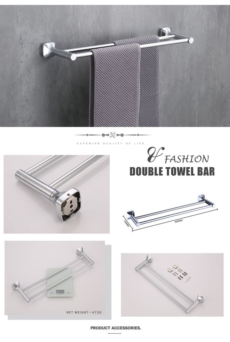 Chrome bathroom towel rack towel bar single rod bathroom storage rack hanging rack bathroom light luxury style towel rack_voghion.com