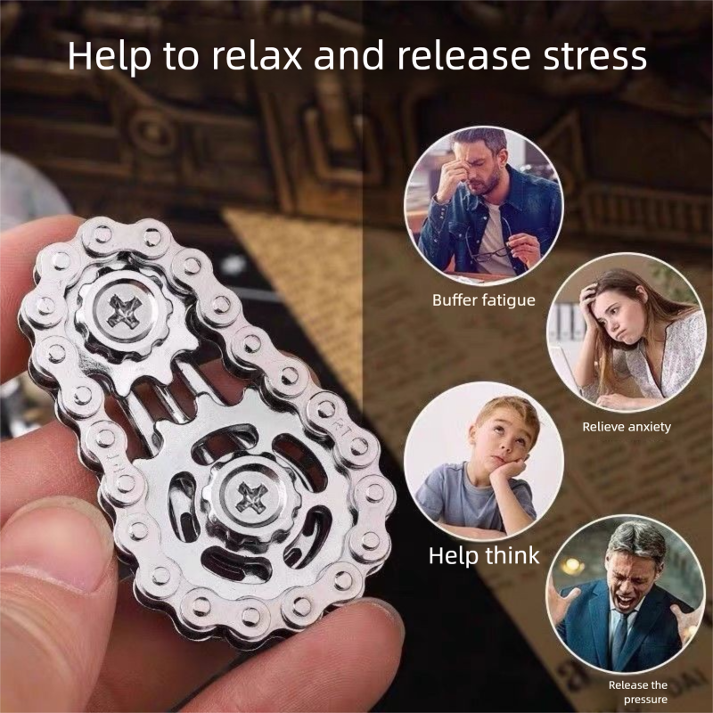 Stress Finger Flywheel Chain Fidget Spinner Boredom Anxiety Relief Artifact Gear Mechanical Metal Toy_voghion.com