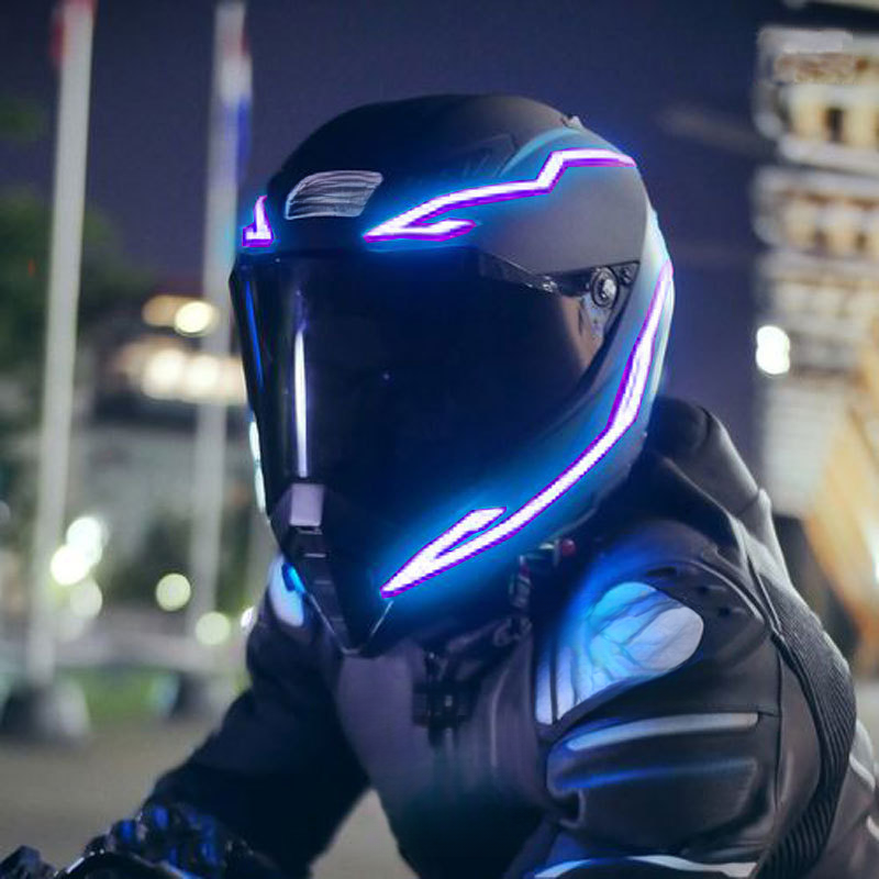 Aceeași motocicletă Siguranță de rulare Banda luminoasă cu LED Cască de motocicletă care emite lumină rece_voghion.com