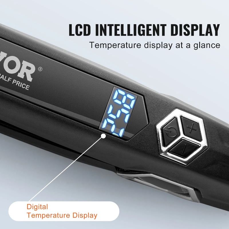 Display - LCD Titanium Dual Temp Levels Infrared Flat Straightener 19 Straightener Hair Iron 1.5-inch And Iron With Hair Flat_voghion.com