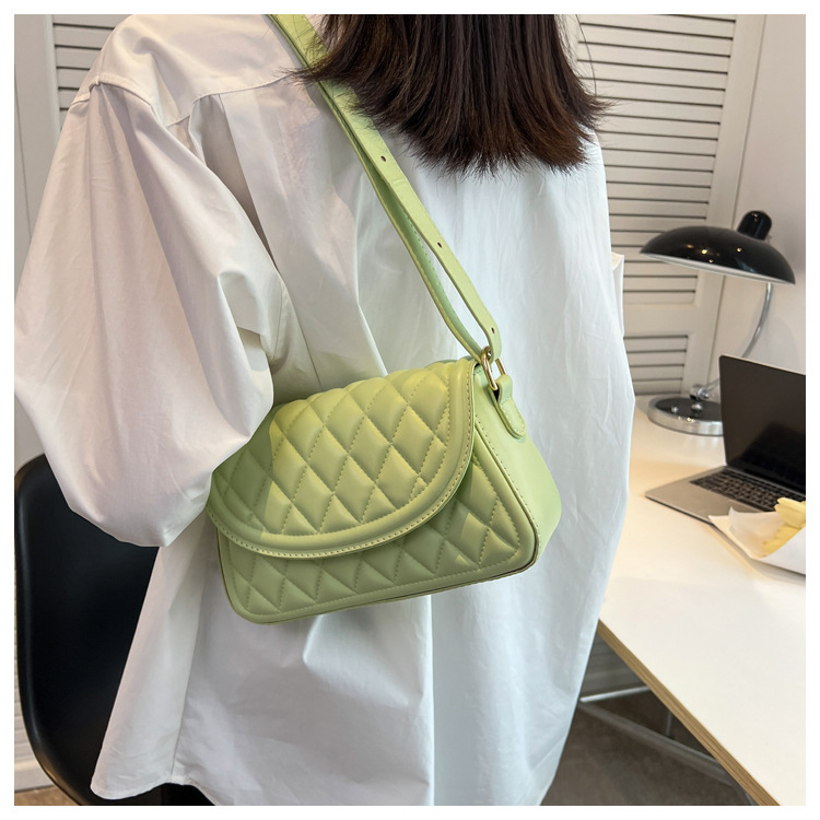 Geantă de damă versatilă, tip crossbody, cu un singur umăr, sub braț, cu broderie de romburi, geantă mică pătrată_voghion.com