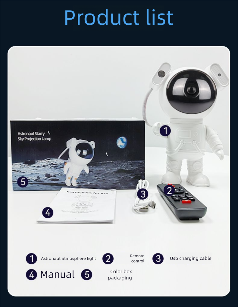 New High-Definition Astronaut Lamp Projector Starry Sky Living Room Bedroom Ceiling Decoration Music Atmosphere Ni_voghion.com