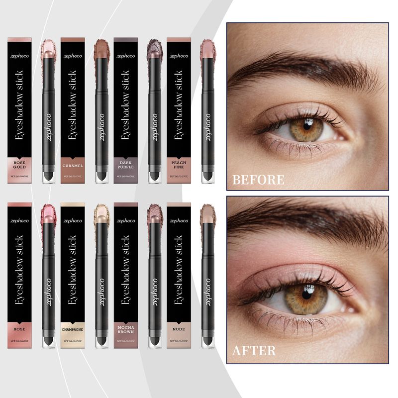 Zephoco Langanhaltender Lidschattenstift in natürlicher Farbe, tragbar, zum Ausbessern von Make-up_voghion.com
