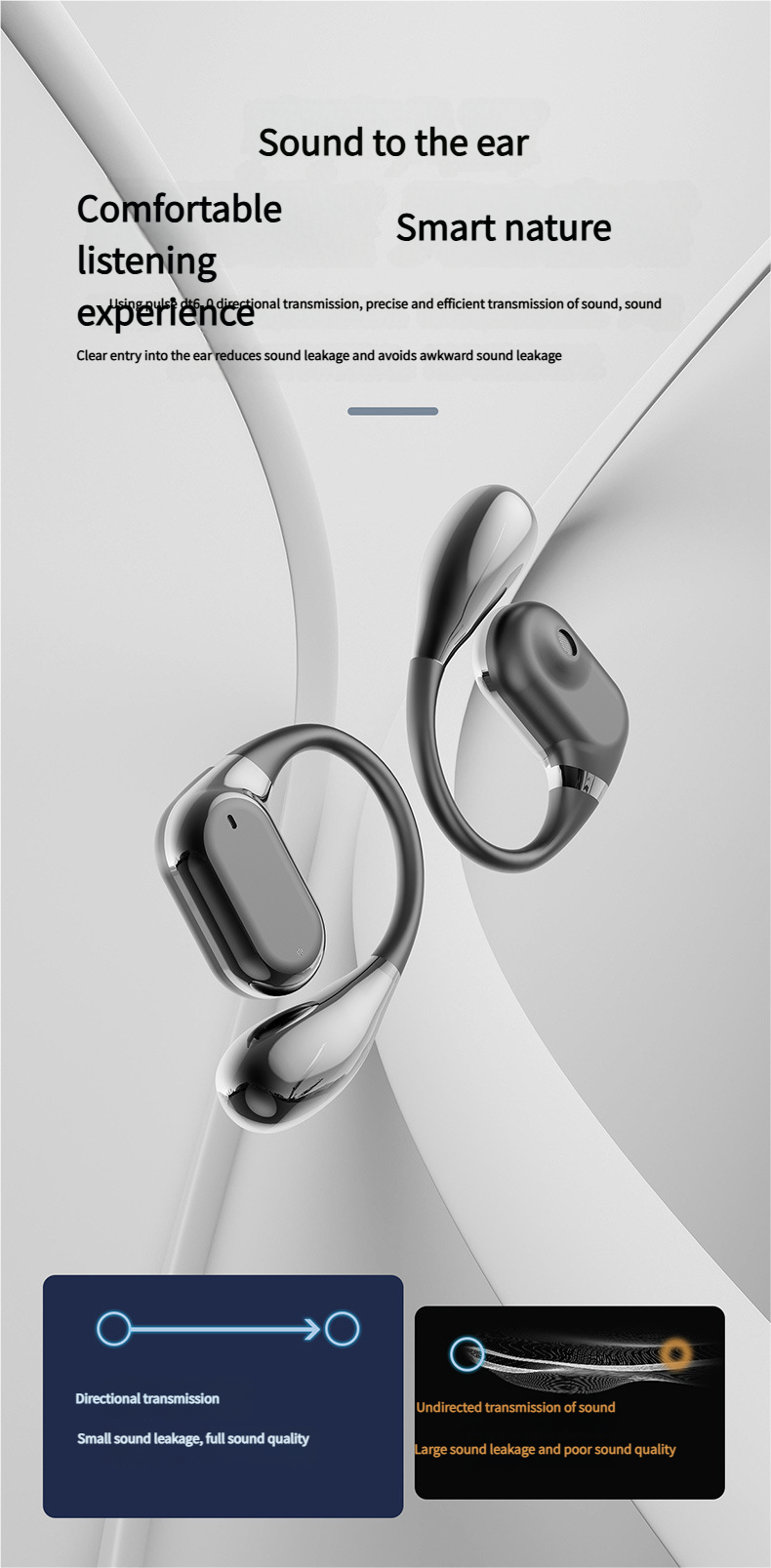 11 Open Ear Bluetooth Headphones Wireless Clip-On Earbuds HD Call Smart Touch Control Bone Conduction_voghion.com