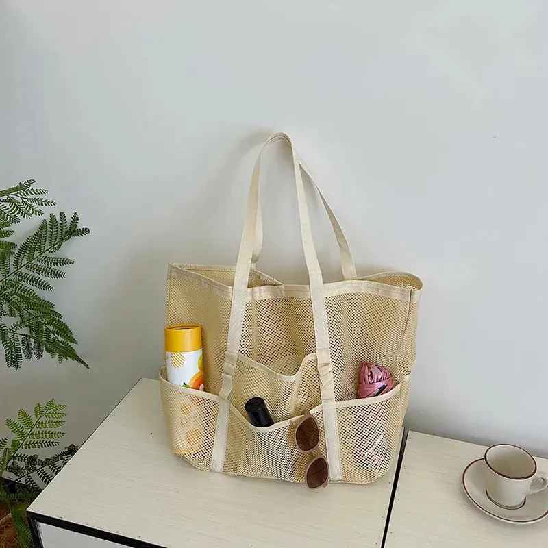 Borsa da spiaggia pieghevole e leggera, grande capacità, borsa a mano, tracolla, casual da donna 250321l_voghion.com